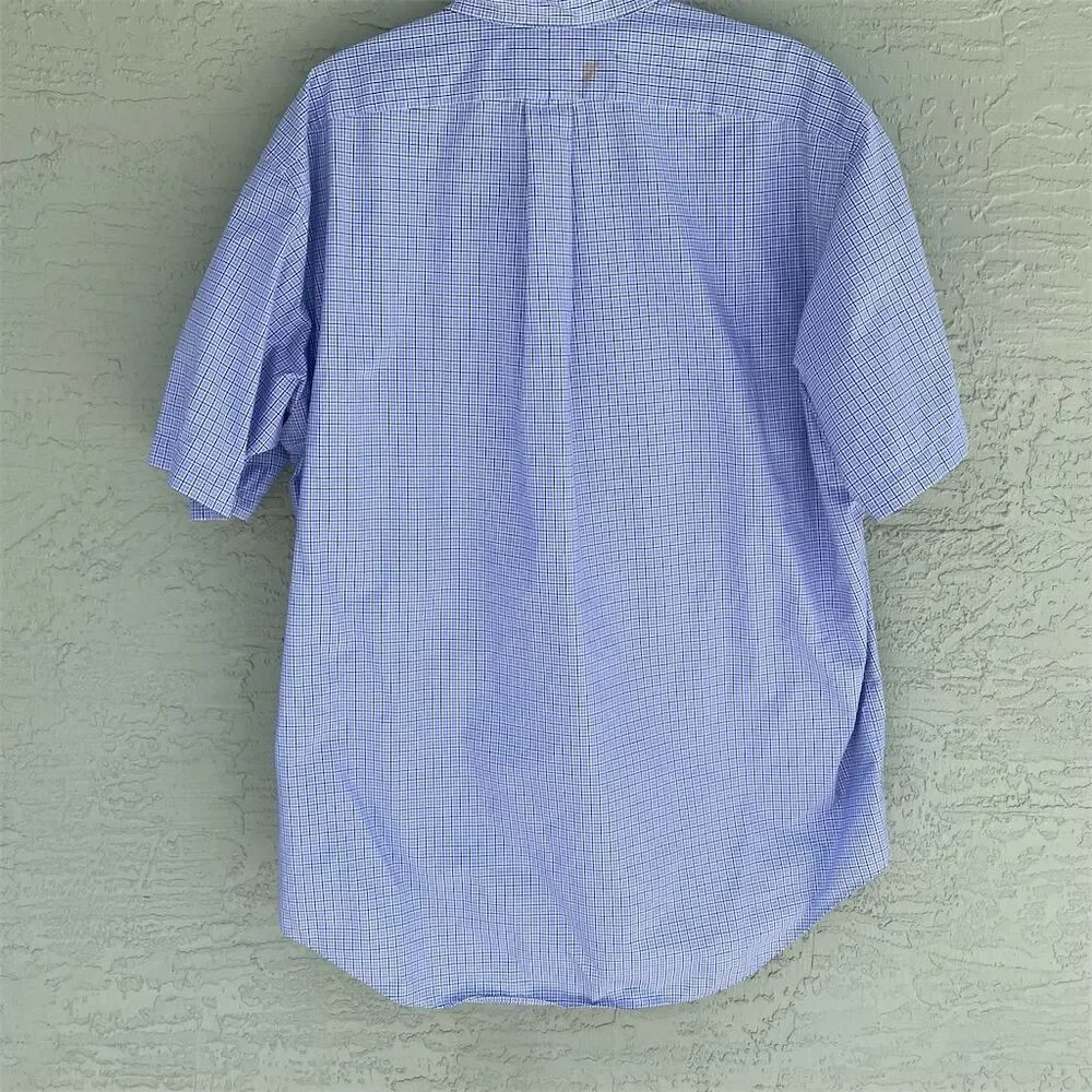 Ralph Lauren Men's XL Blue Check Short Sleeve Button-Up Shirt